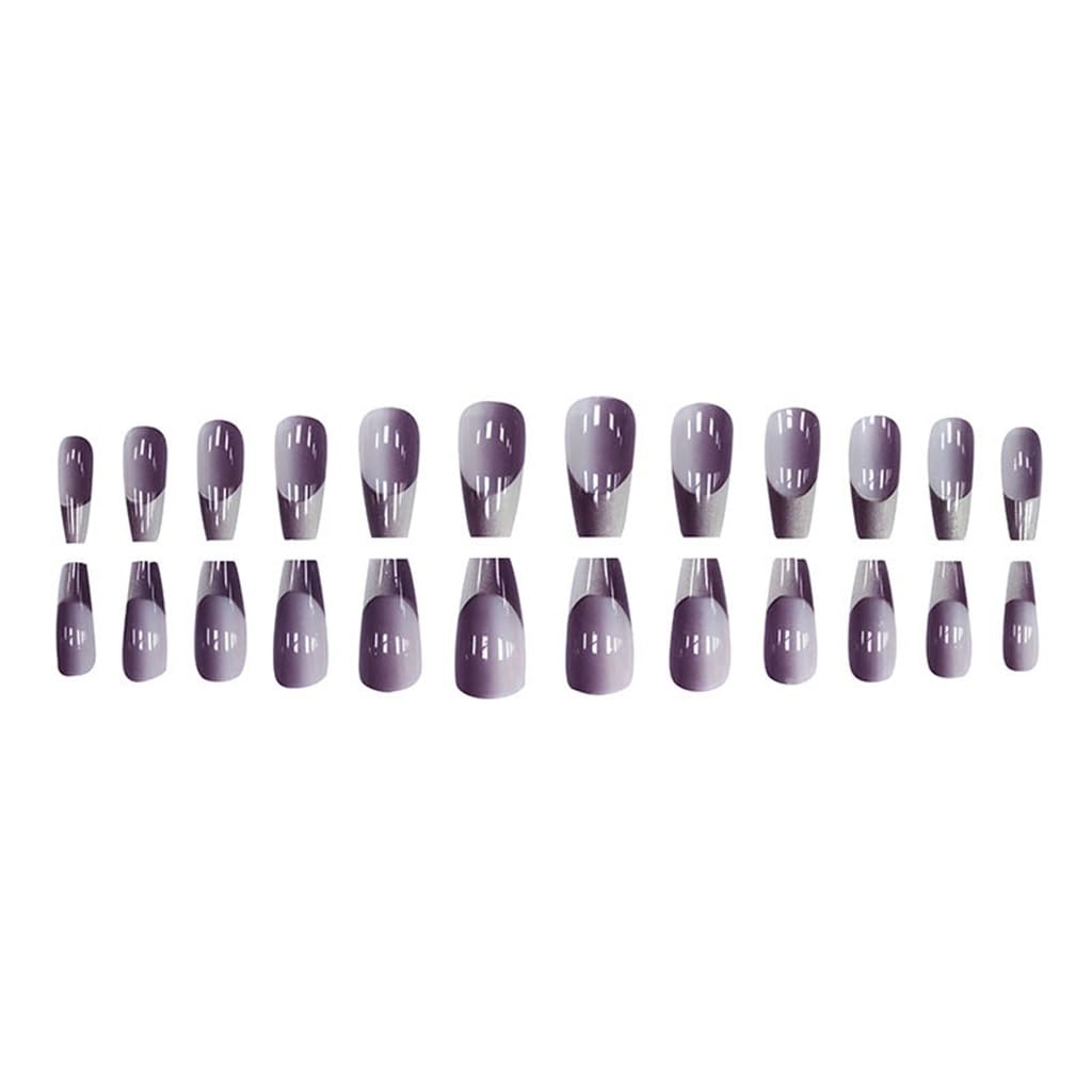 Two-colour Gradient Long Translucent Whitening Wearable Removable False Nail Clips