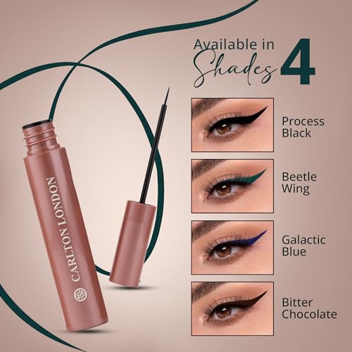 Image of Carlton London Stunnig Black Liquid Eye Liner |Enriched With Vitamin-E |Long Lasting Matte Waterproof Liner, Smudge Proof, Transfer Proof Eye Makeup |Upto 24 Hrs - 5ML(Beetle Wing)