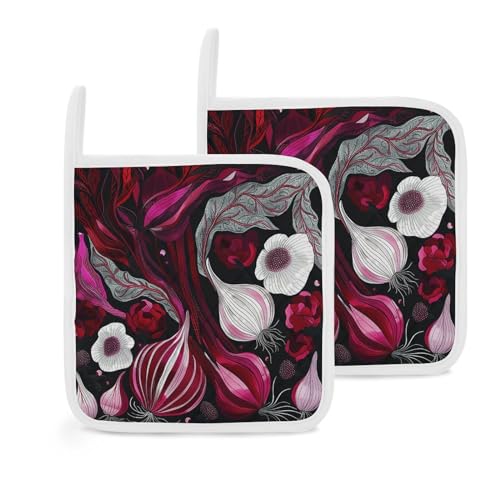 Juego de 2 soportes para ollas resistentes al calor, impermeables, almohadillas calientes, remolachas y cebollas, soportes para ollas de cocina para microondas, horno, barbacoa, 8 x 8 pulgadas