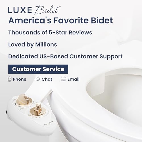 Image of LUXE Bidet NEO 185 - Dual Nozzle, Self-Cleaning, Non-Electric Bidet Attachment for Toilet Seat, Adjustable Water Pressure, Rear & Feminine Wash (Gold) | Non-Electric, Dual Nozzle, Self-Cleaning, Adjustable Water Pressure, Rear & Feminine Wash