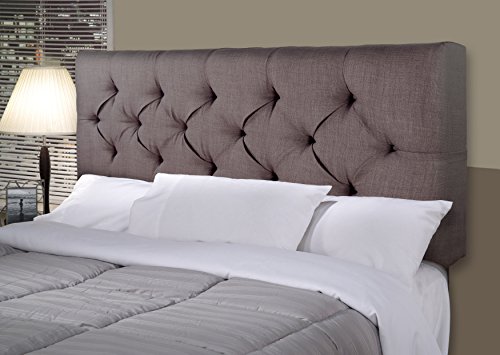 MJL Furniture Designs Jackie Collection Padded and Diamond Tufted Upholstered Solid Wood Queen Size Headboard, HJM100 Series, Gray-Red Tint