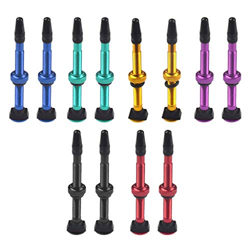 Homyl 4 peças de alumínio 60 mm Black Mountain Bike Presta haste de válvula sem câmara
