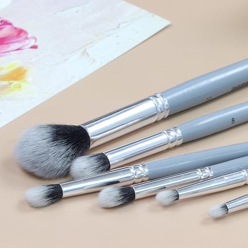 Image of Isomars Creative Blending Brush Set of 6 for Artists & Painters | Professional soft blending brushes for watercolor, acrylic, gouache, ink and oil painting with ergonomic grey handles