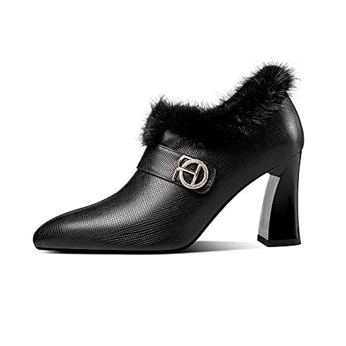 TinaCus Sapato Oxford feminino feito à mão de couro genuíno salto alto bico fino zíper lateral elega