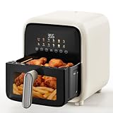 Fullwill Air Fryer with Visible Window, 7.5QT,12-in-1 Multi-Function Air Fry,Roast,Bake, Dehydrate, Fries,Nonstick and Dishwasher-Safe Basket,Family&friends Party,1700W,White