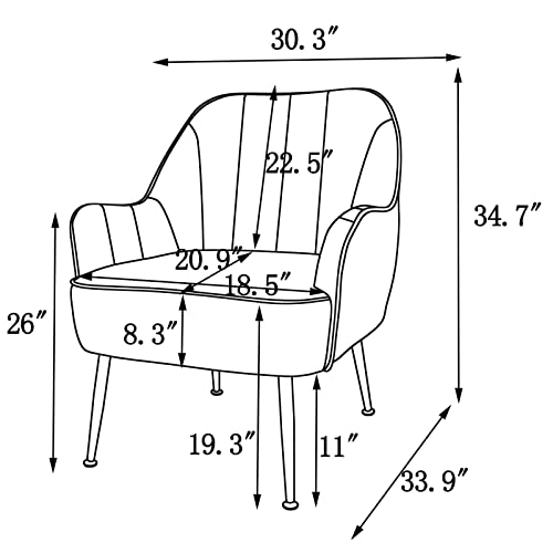 Goujxcy Teddy Barrel Chair Accent Armchair With Golden Legs For Living Room Bedroom Home Office, Tufted Back Club Chair (Grey2) #TOP1