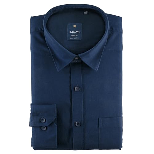 Image of 7-DAYS Men's 100% Cotton Full Sleeve Shirt for Men | Premium Plain Shirt | Tailored Fit (Between Slim & Regular) | Stylish Office & Casual Wear | with Pocket