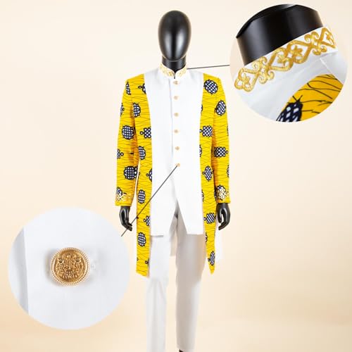 Men`s Bussiness Suit Slim Fit Embroidery Blazer and Trousers 2 Piece Set Print Outfits African Clothes4