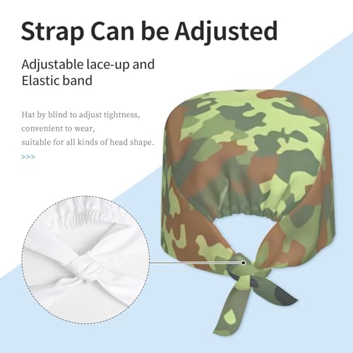 Image of Cute Pug Dog Print Working Cap Scrub Cap with Sweatband,Adjustable Fashion Bandage Tie Back Hat Headwear for Women Men