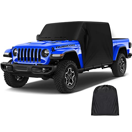 SUPAREE Gladiator Cab Cover for 2020-2022 Jeep Gladiator Car Cover 4 Door Waterproof UV Resistant Car Cab Cover with 6 Gust Hooks Protect from Snow Rain Hail Sunshine, Black