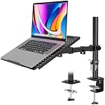 Redbat Arme pour ordinateur portable/notebook jusqu'à 17 inch, Arme portable réglable en hauteur pour le poids de bureau jusqu'à 22lbs, Support pour ordinateur portable avec 2 Options de montage, VESA 75/100 pour moniteur 13-32 pouces, noir