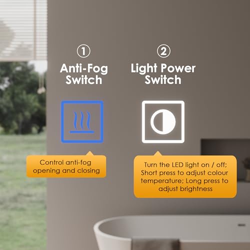 ELEGANT Bathroom Mirror Cabinet with LED Lights, Wall Mounted Cabinets Fully Assembled, 900x600mm Triple Door Mirror Cabinet with 3 Colors Dimmable, Anti-fog and Shaver Socket, Grey - Cosy Home Interiors ELEGANT Bathroom Mirror Cabinet with LED Lights, Wall Mounted Cabinets Fully Assembled, 900x600mm Triple Door Mirror Cabinet with 3 Colors Dimmable, Anti-fog and Shaver Socket, Grey - Image 6