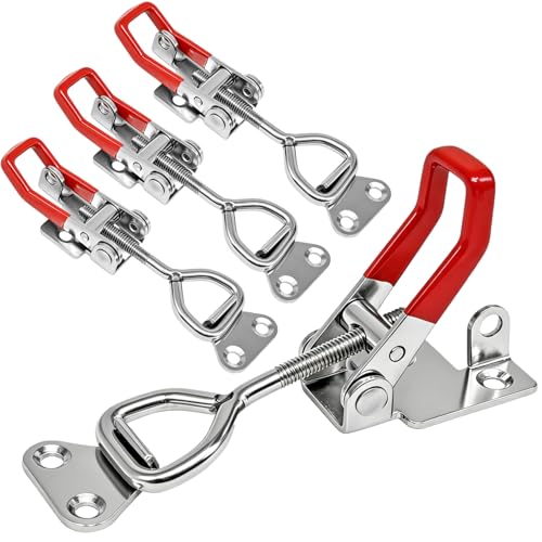 Image of 4pcs Toggle Latch Clamp 4002, Adjustable 304 Stainless Steel Pull Hasp Latches, Quick Release Hand Tool Toggle Clamp for Smoker Lid Jig, Tool Box Case, 400Lbs Holding Capacity