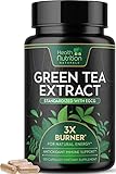 Green Tea Pills Extract - 98% Standardized EGCG 1300mg for Natural Energy - Supports Heart and Antioxidant Health, Herbal Supplement, Polyphenols, Coffee Bean Gentle Caffeine - 120 Capsules