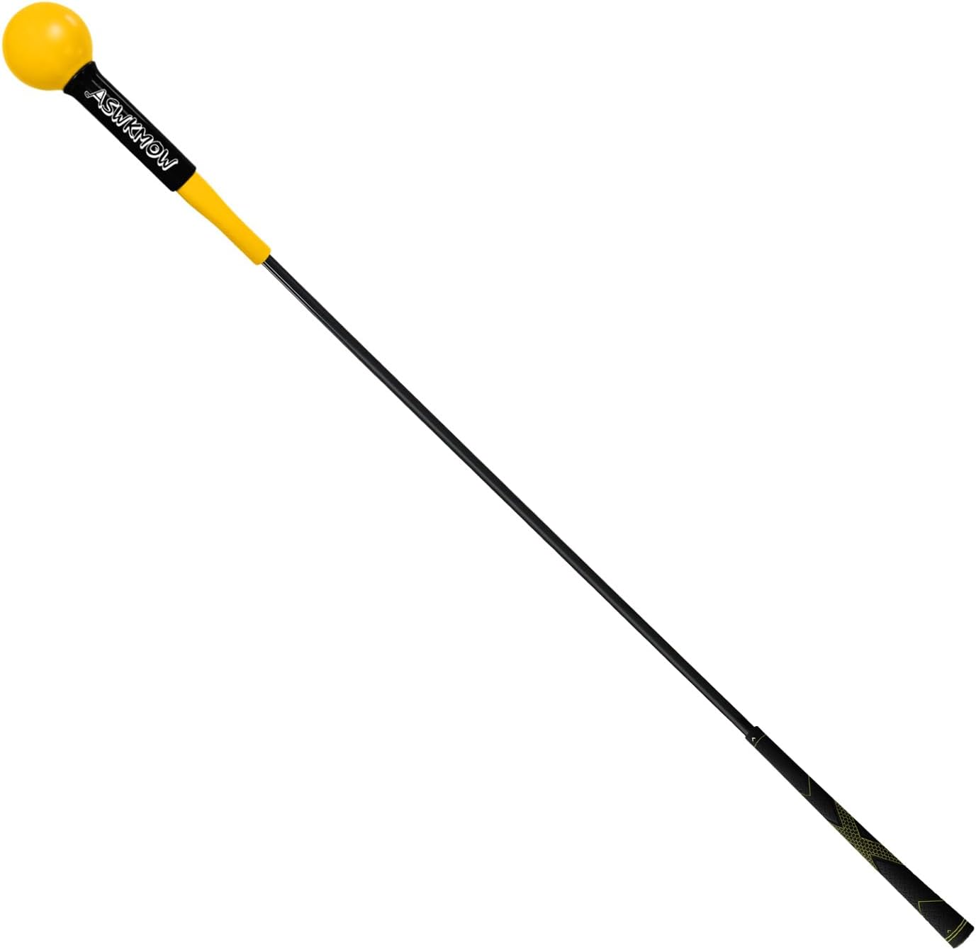ASWKMOW Golf Swing Trainer Golf Swing Training Aid for Strength Tempo Balance Golf Practice Warm-Up Stick for Improving Swing Skills Suit for Indoor&Outdoor Practice Chipping Hitting Golf Accessories yellow 48"