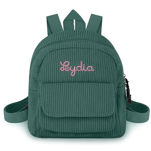 Jacklin F Mochila de Pana con Nombre Personalizado para Niñas y Niños, Mochila Escolar Bordada Personalizada, Mochila para Guardería, Mini Mochila Preescolar, Mochila para Niños Pequeños