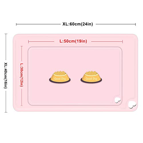 MIDOG Dog Food Mat - Silicone Dog Cat Bowl Mat for Feeding Food and Water - Lifetime Replacement - Washable Non-Slip Mat Waterproof Dog Placemat for Puppy Small Medium Large Pets