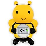 Baby Bath Thermometer Floating Toy - CPC Certified | IP68 Waterproof Water Temperature Thermometer for Bathtub, Tub Toy Gift for Newborn Baby Shower, Infants, Toddlers, Kids (Bee)