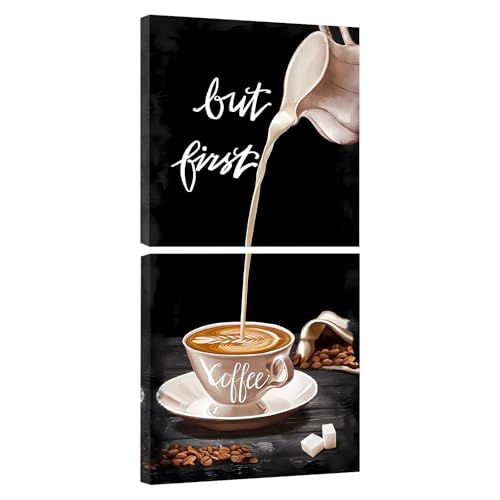 burkfeeg Tableau Decoration Murale Café Cuisine Moderne Toile Non Tissée Salon Salle Tableau pour Salon Cuisine Salle à Manger Poster 2 Affiches (30 x 30 cm)