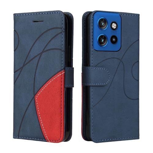 XINNI Protective Phone Case for Motorola Edge 50 Neo, PU/TPU Vintage Flip Leather Shockproof Cover Magnetic Book Style Wallet, Blue