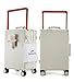 feilario Aluminum Frame Hardside PC Carry on Luggage - Wide Handle Double Spinner Wheels Suitcase Built-in TSA Lock & Cup Holder - 20in/24in, Pro-White, 20 inches, Business
