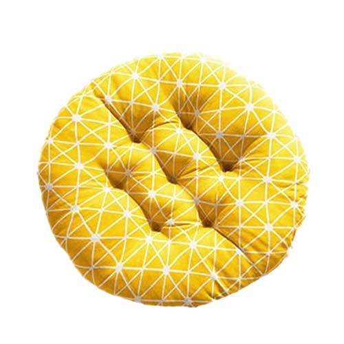 Generisch Cojín redondo, cojín de suelo, cojín para silla de futón japonés, cojín de suelo de tatami, cojín amarillo para salón, balcón, exterior, zona de juegos infantil