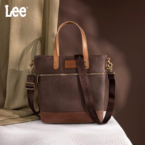 Image of Montana West x Lee Waxed Canvas Tote Bag for Women Vintage Crossbody Bag for Work with Leather Handle