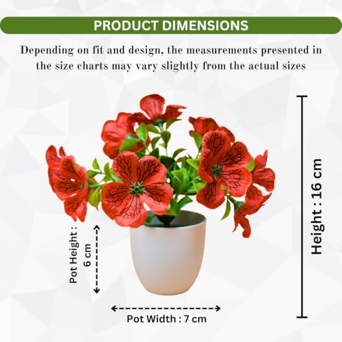 Image of fancymart Artificial Real Touch Flower Plant with Pot (Pack of 2), 16 cm Height, Decorative Faux Floral Plant for Home, Office, Living Room, Bedroom, Table & Shelf Decor