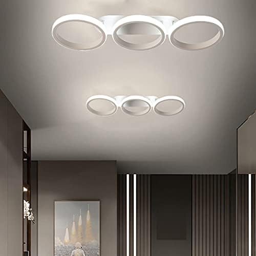 3 Circles Ceiling Light LED White Modern Simple Elegant Small Ceiling Lamp for Hallway Office Bedroom Kitchen Living Room 30W (White)