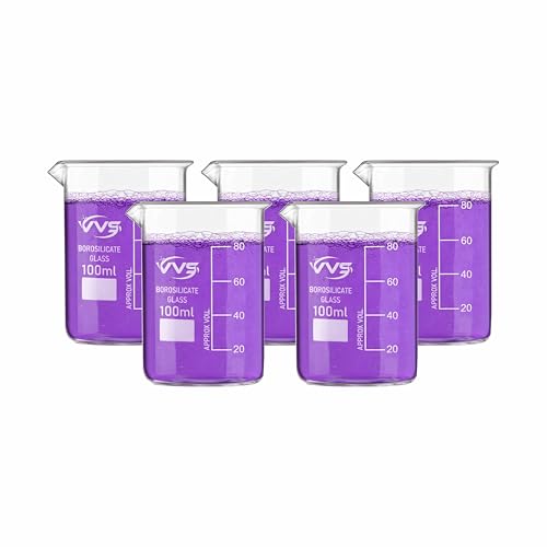 Image of VVS Borosilicate Glass Beaker 100ml pack of 5 of For School College, Lab Laboratry and professional use