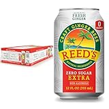 Reed's Zero Sugar Extra Ginger Beer - Crafted with Fresh Ginger Root - 12oz Cans, 24 Pack