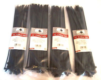 200 Goliath Industrial 12" Black Wire Cable Zip Ties Nylon Tie Wraps Wholesale