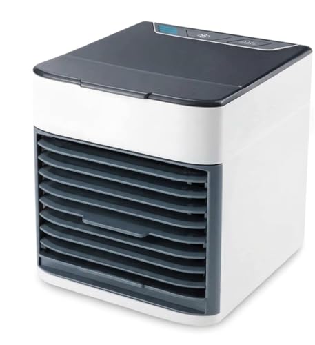 Image of Portable Air Conditioner Fan, 3-in-1 Personal Evaporative Air Cooler & Humidifier, Mini USB Desktop Cooling Fan with 3 Speeds, 7 Color LED Night Light for Home, Office, Bedroom, and Dorm (White)