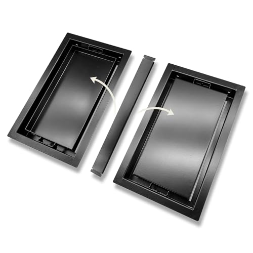 DDPow 6x10 Inch Modern Drop-in Floor Vent Cover Reversible Insert Tray for Black/White Panel or Flooring Material Inlay Steel Register (Black 1 Pc)
