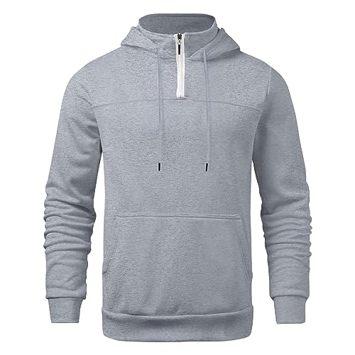 Mens Hoodie 1/4 Zip Sweatshirts Classic Fit Casual Long Sleeve Drawstring Pullover Tops Sports Jacket with Pockets2