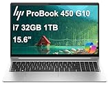 HP ProBook 450 G10 Business Laptop (15.6' FHD IPS Anti-Glare, Intel 10-Core i7-1355U, 32GB RAM, 1TB SSD) Backlit Keyboard, Webcam, Ethernet, Wi-Fi 6E, Wolf Pro Security, Win 11 Pro, Silver