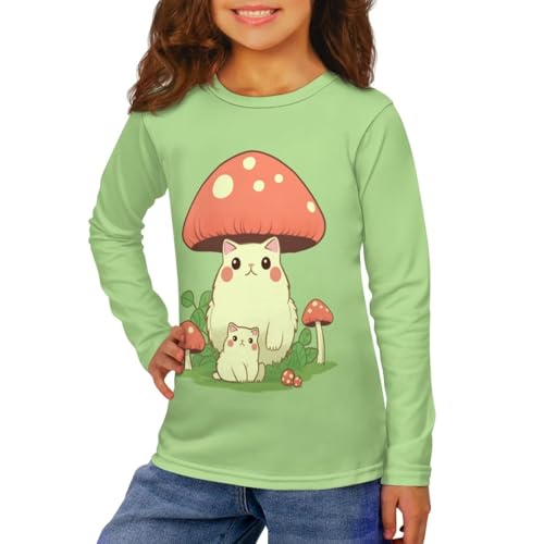 Image of Girls Long Sleeve Shirt with Cute Graphic Casual Pullover Tops 3-16Y