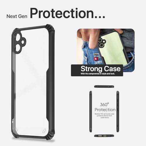 Image of Outlouders Back Cover for Samsung Galaxy A05 | Ultra Hybrid Transparent | Full Camera Protection | Raised Edge | Crystal Clear Bumper Case (Black)