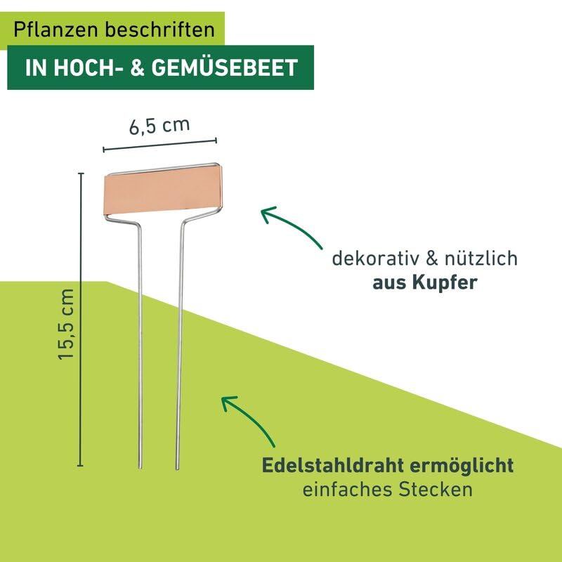 Windhager 07470 Copper Plant Signs, Plant Stickers, Plug-in Labels, Labelling Signs for Beds, Herb Signs, Pack of 10, 6.5 x 15.5 cm