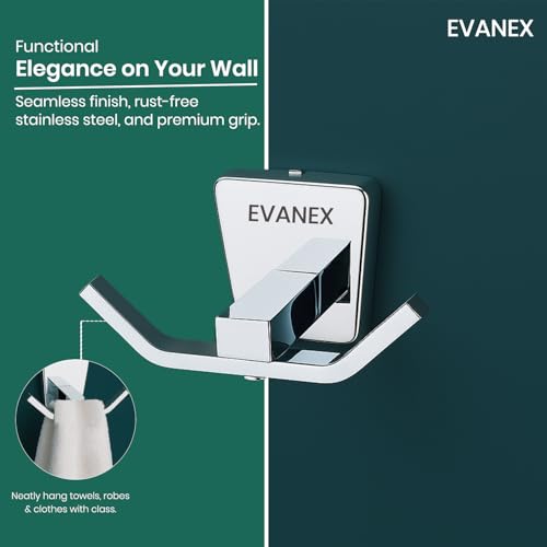Image of EVANEX Rob Hook, 304 Grade Stainless Steel, Wall Towel Hooks Coat Hook, Chrome Robe Hook, Door Hanger Towel Robe, Clothes Cabinet Closet Sponges Hook for Bathroom & Kitchen (Selvi)