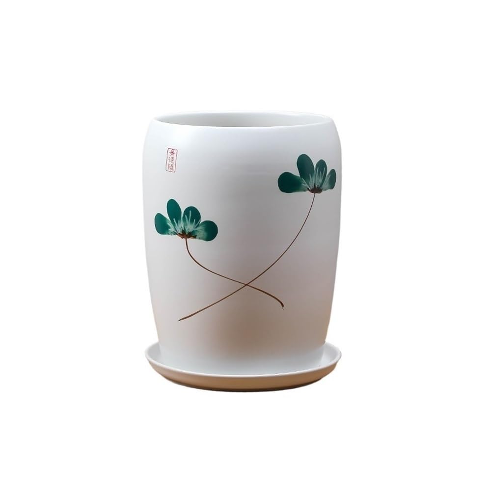 Sda287mz One Color Household Chinese Style Flower Pot Decoration With Tray For Living Room Bonsai, Diameter 20Cm Multifunction