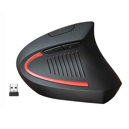 SUNGI Vertical Ergonomic Optical 2.4G Wireless Mouse, 800/1200 /1600 DPI, 5 Buttons for Laptop, Desktop, PC, MacBook - Black