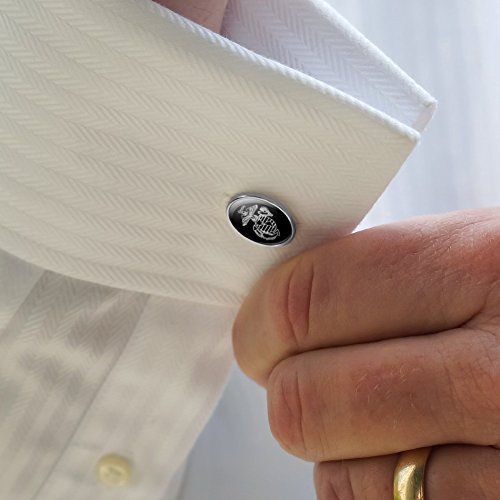 GRAPHICS & MORE Marines USMC White on Black Eagle Globe Anchor Logo Officially Licensed Round Cufflink Set Silver Color2