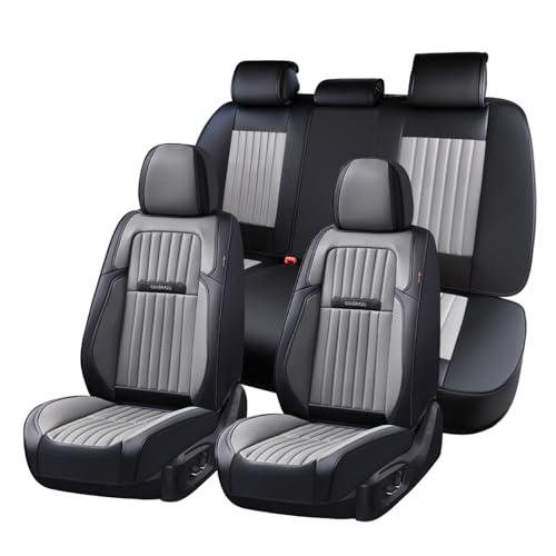 Image of Coverado Car Seat Covers Full Set, Seat Covers for Cars, Car Seat Cover, Car Seat Protector, Leather Car Seat Cushion, Waterproof Car Seat Covers Front Seats and Back Fit for Most Cars(Black&Gray)