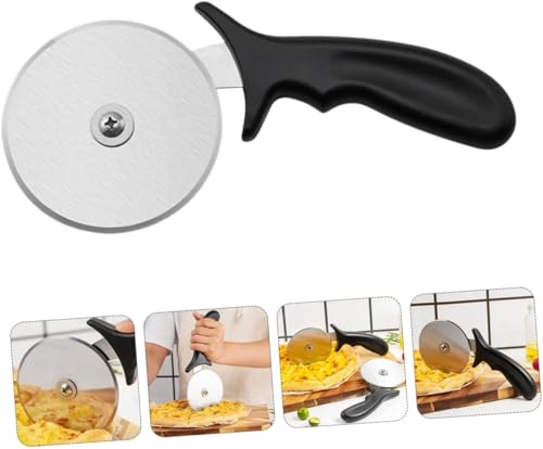 Image of 2Pcs Stainless Steel Large Pizza Cutter | Premium Pizza Cutter - Ideal for Cutting Pizza /Sandwich /Breads /Burger /Paratha | Rotating Slicer(Black,red)