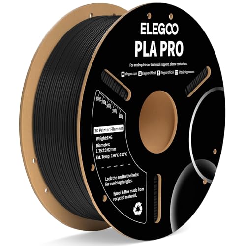 Image of ELEGOO PLA PRO Filament 1.75mm Black 1KG, 30-250mm /s Printing Speed Improved Rigidity 3D Printer Filament Dimensional Accuracy + /- 0.02mm, 1kg Spool (2.2lbs)