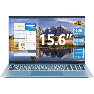 SGIN Portátil de 15,6 pulgadas, 16 GB de RAM+1024 GB SSD, computadoras portátiles con Core I3, 11 Home, portátil portátil, 8000 mAh, WiFi 6, ángulo abierto de 180°, USB 3