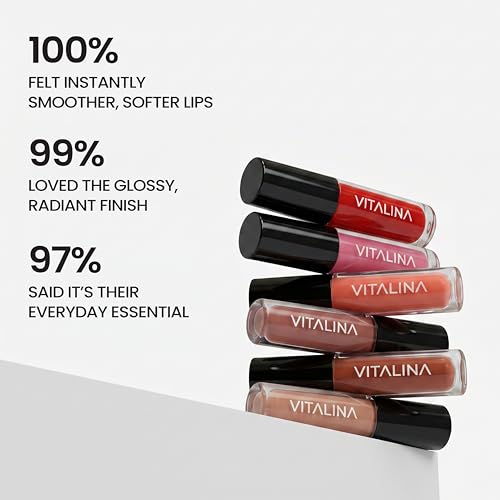 Image of Vit & Chic Lush Glow Lip Gloss - Almond | High-Shine Hydrating Lip Gloss | Non-Sticky Lightweight Formula | Smooth, Long-Lasting Glossy Finish | Everyday Wear