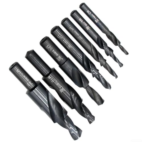 Broca escalonada en espiral HSS de alto rendimiento de 90180 grados para perforación de metal y no metal, múltiples opciones de tamaño, herramienta de biselado eficiente (M8 x 180 grados)