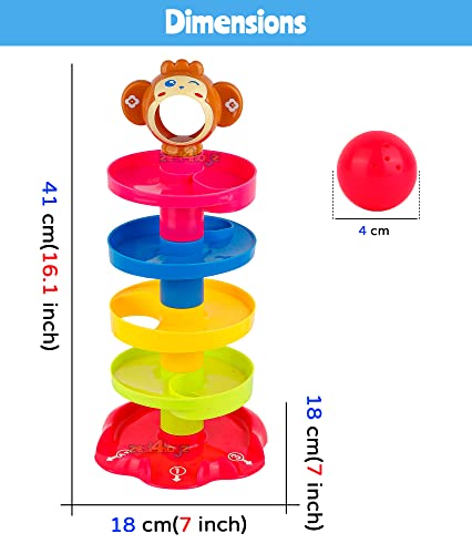 Image of Zest 4 Toyz Ball Drop Tower Toy for Kids Roll Rail Ball Run Stacking Track Toy with 5 Balls Colorful Activity Toy for Toddlers Boys Girls Birthday Gift